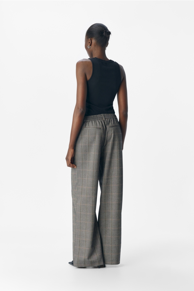 OBJLISA WIDE PANT AOP NOOS 23040544 Black/Humus tannin